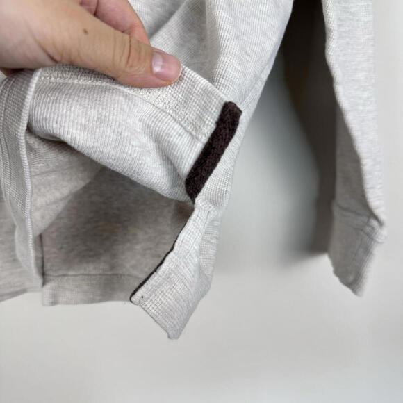 L.L Bean Long Sleeve Rugby Shirt Men Sz L-Tall Waffle Thermal Classic Fit Beige - Picture 3 of 11